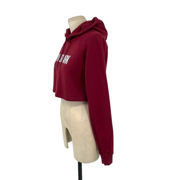 Gymshark Training Cropped Logo Hoodie Maroon Red‎ Burgundy Size Small - Picture 4 of 9